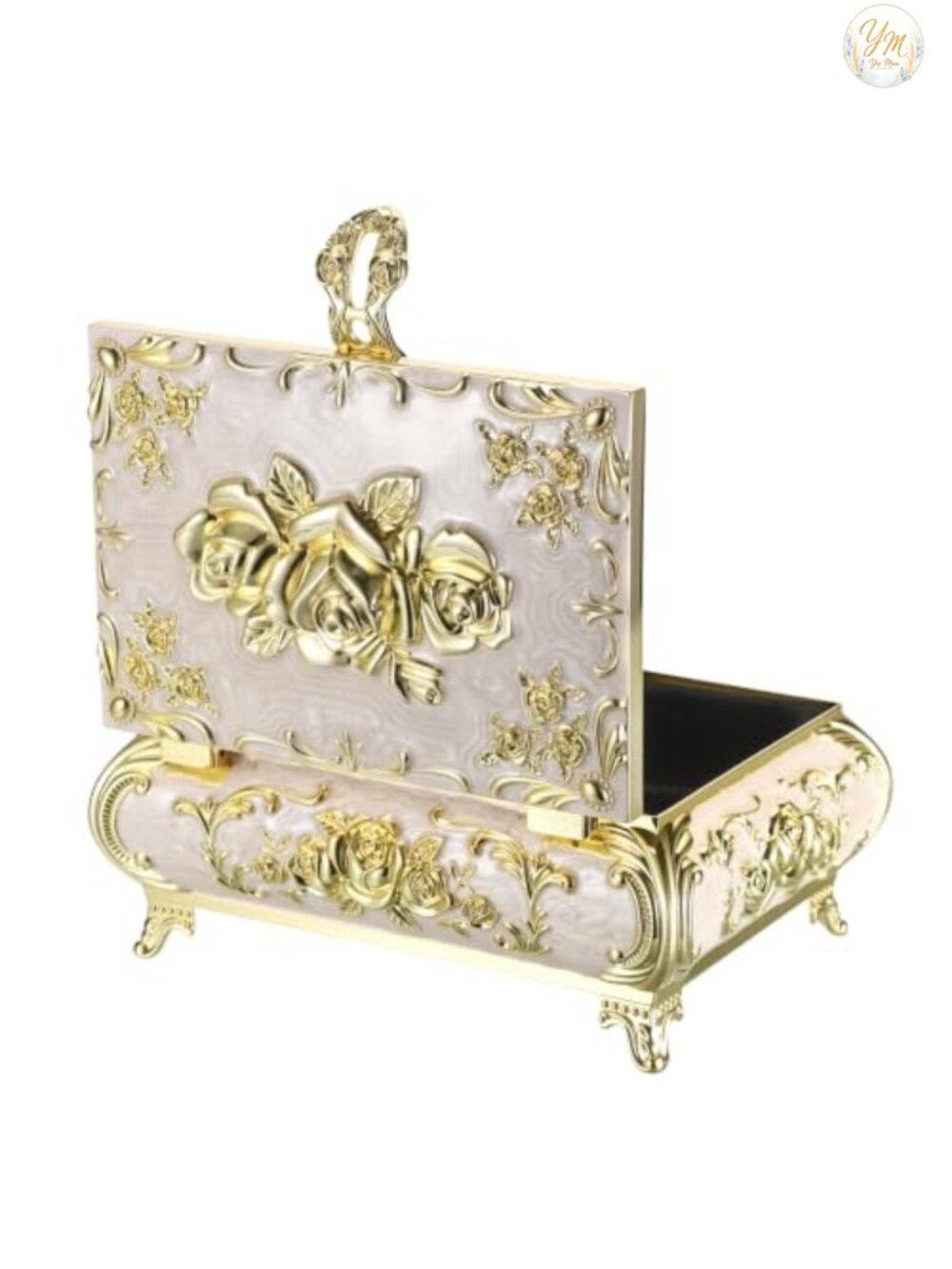 Vintage Metal Jewelry Box Organizer Keepsake Case for Rings Earrings Necklaces